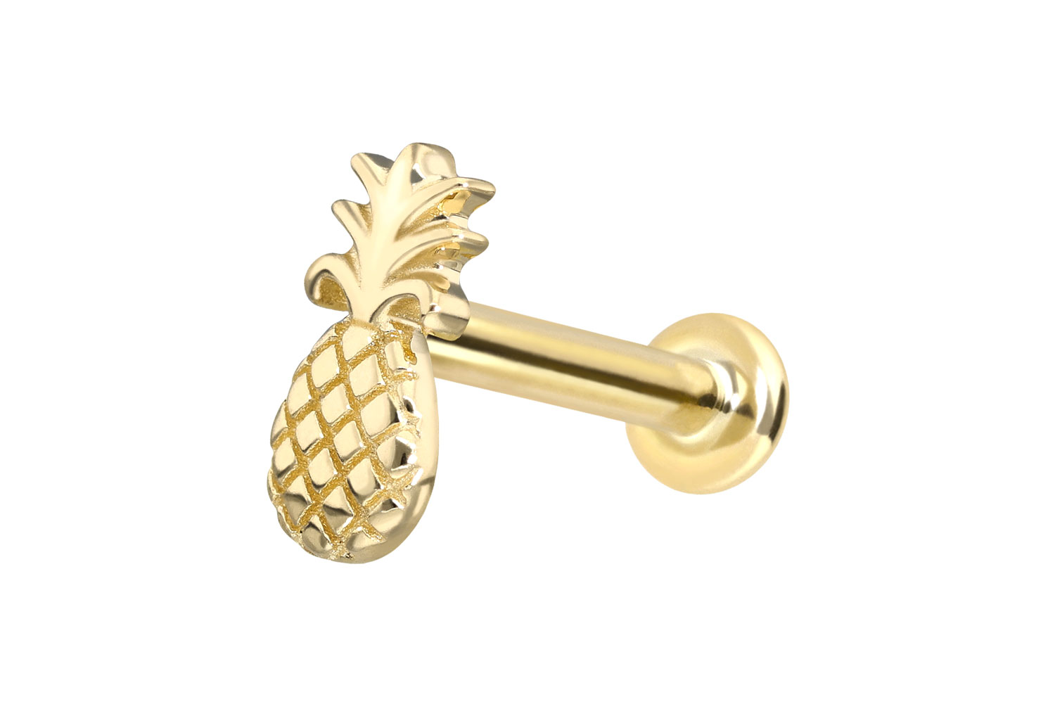 14 Karat Gold Labret Piercing mit Push Fit ANANAS